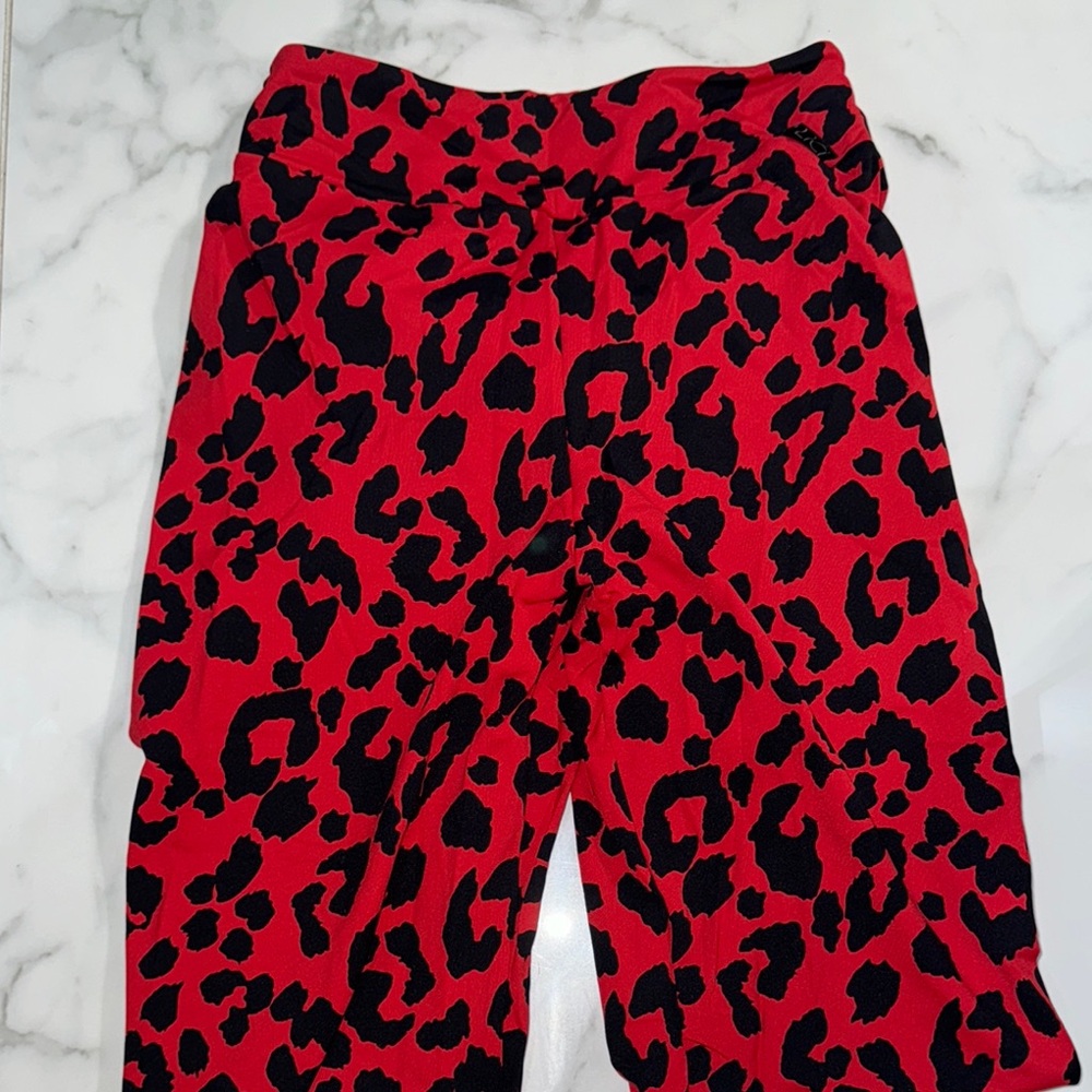 Leopard Print Red and Black Leggings